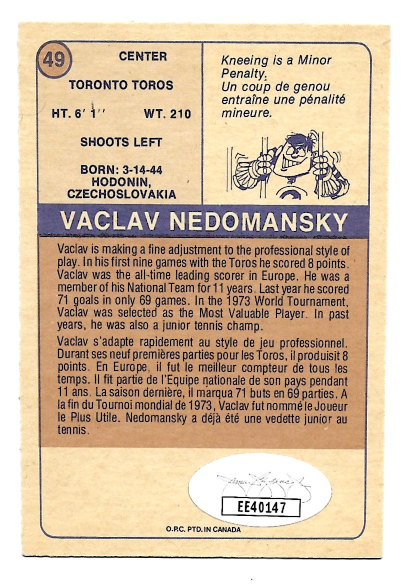 1974-75 O Pee Chee WHA Vaclav Nedomansky Rookie